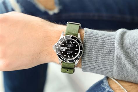 nato watch strap rolex oyster|Rolex submariner with NATO strap.